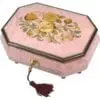 Handcrafted Wooden Pink Maple Burl Musical Jewellery Box with Marquetry Inlay