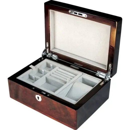 WN016Va english burl walnut gents valet box 18512