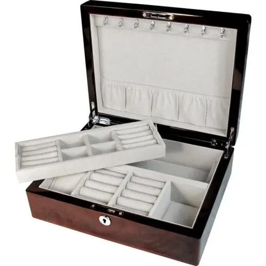 WN125Jb english burl walnut jewellery box with tray 18526