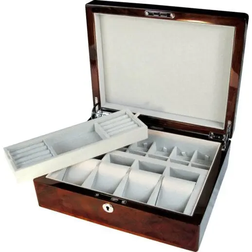 WN125Vb english burl walnut gents valet box 18532