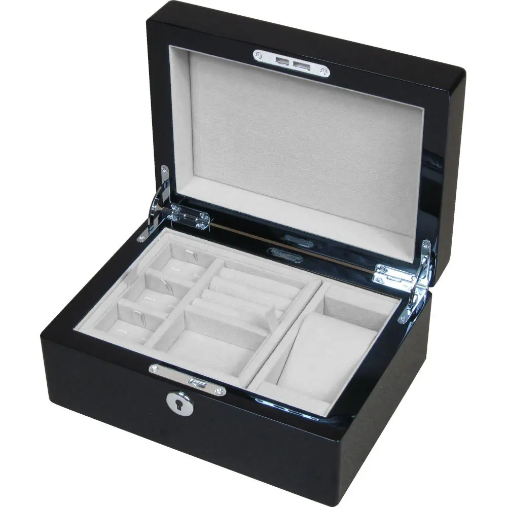 Piano Black Gents Valet Box with Lock - Image 3