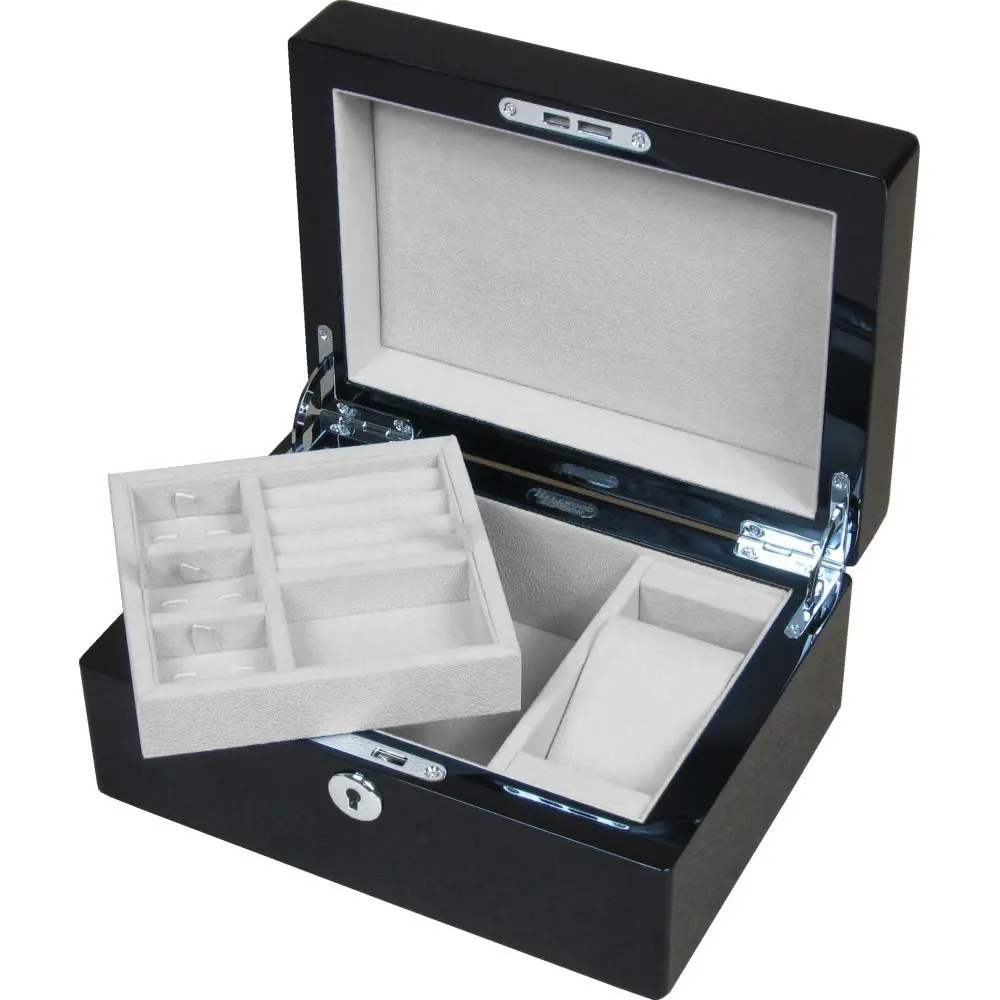 Piano Black Gents Valet Box with Lock