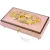 Handcrafted Wooden Pink Maple Burl Musical Jewellery Box with Marquetry Inlay