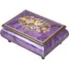 Handcrafted Wooden Purple Maple Burl Musical Jewellery Box with Marquetry Inlay