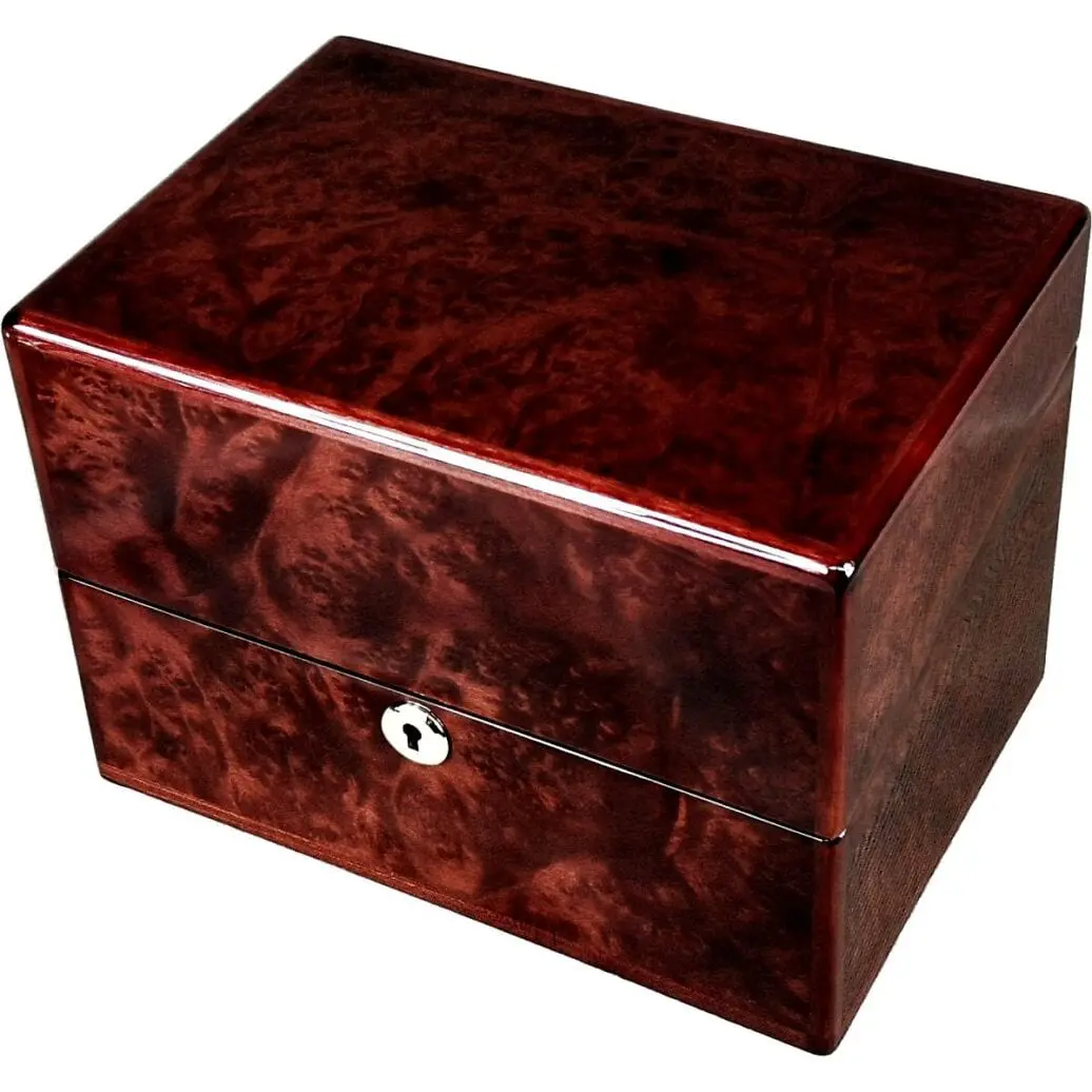 Hillwood Mini Decanter , Crystal Whisky Tumbler and Shot Glass Set in a Luxury  English Burl Walnut Box. - Image 3