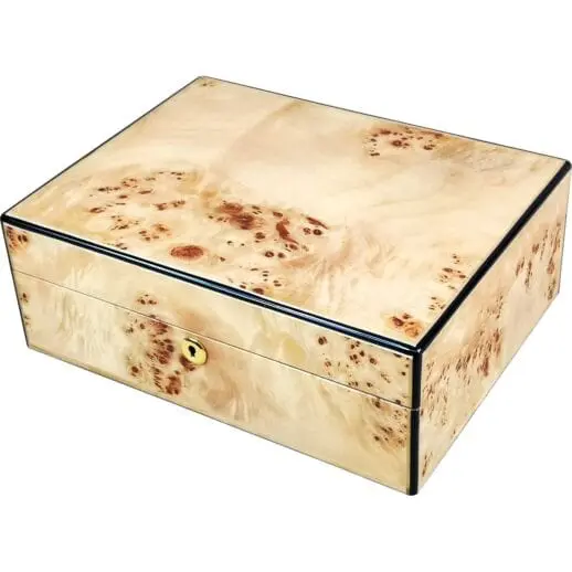 J128MP- large laminated maple burl jewellery box 121700