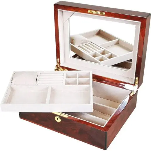 J128VMa- large laminated makah burl jewellery box 124690