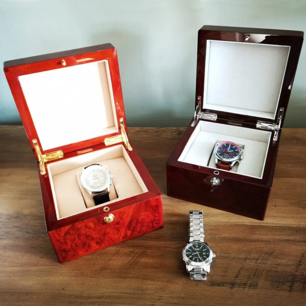 English Burl Walnut Single Watch Storage Box - Image 5