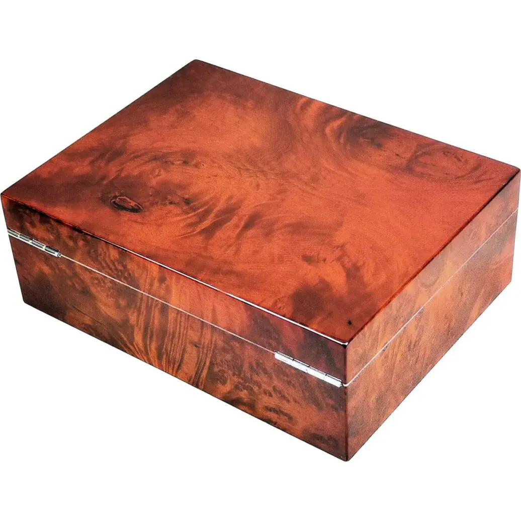 Makah Burlwood 15-20 Size Cigar Humidor with Lock - Image 4