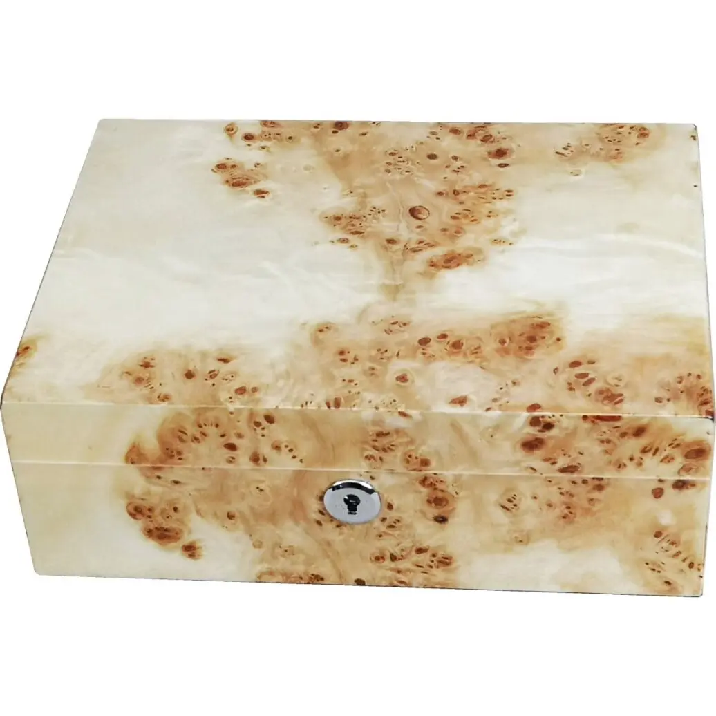 Maple Burlwood 15-20 Size Cigar Humidor with Lock - Image 3