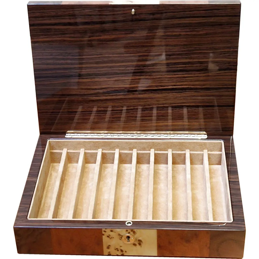 Medium 10 Pen Box made from Maple , Walnut and Elm Burl Veneer with Lock - Image 5