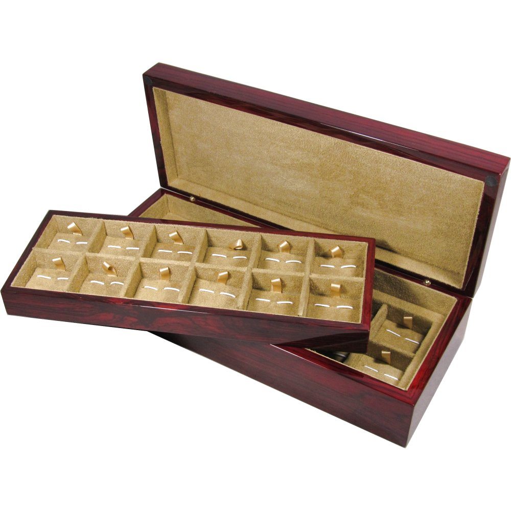 Laminated Rosewood Veneer 24 Cufflink Box Hillwood