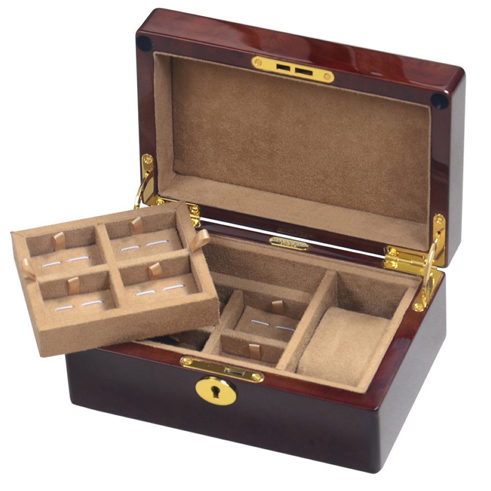 Camphor Burl Wood Single Watch Gents Valet Box Hillwood