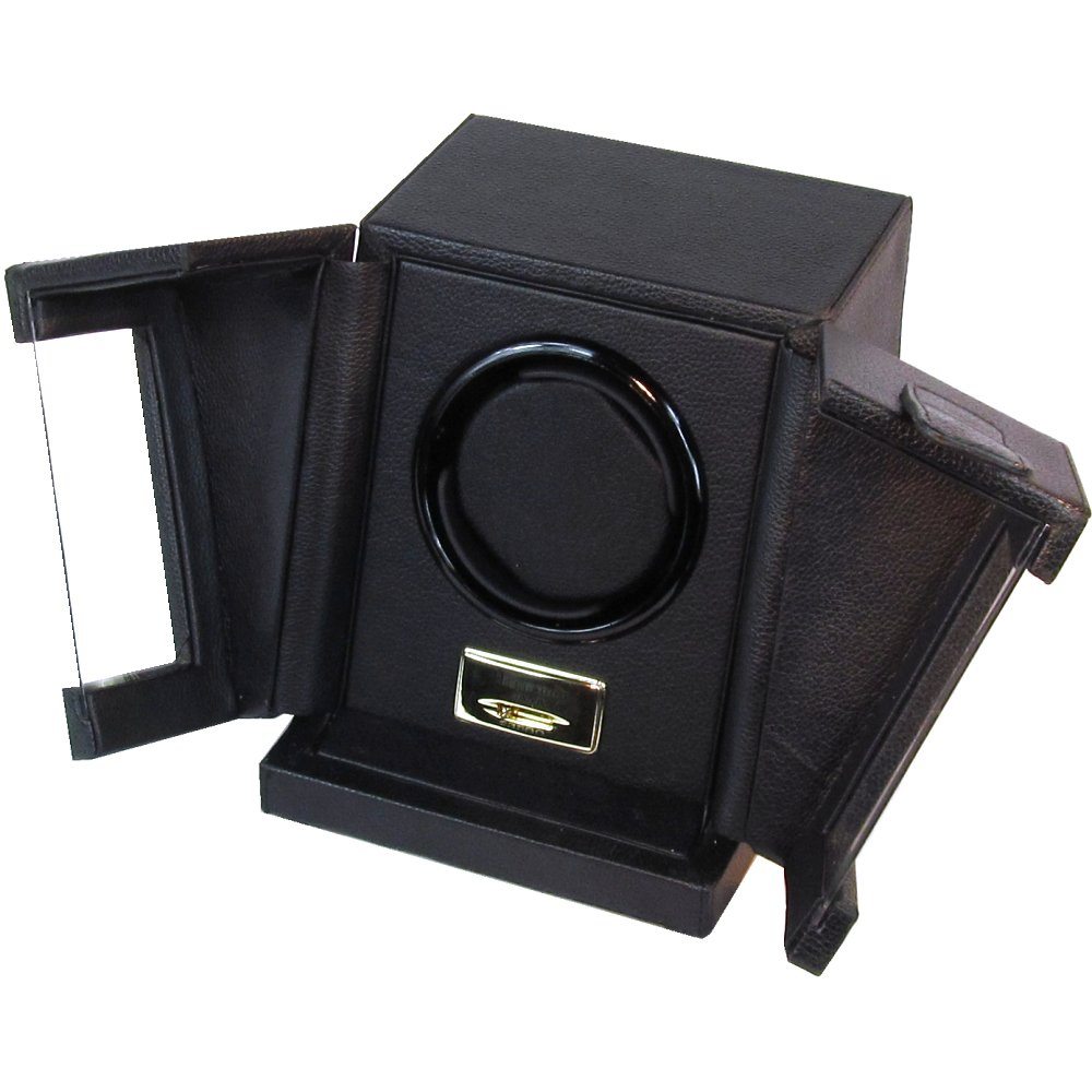 Genuine Black Leather Square Single Automatic Watch Winder Hillwood