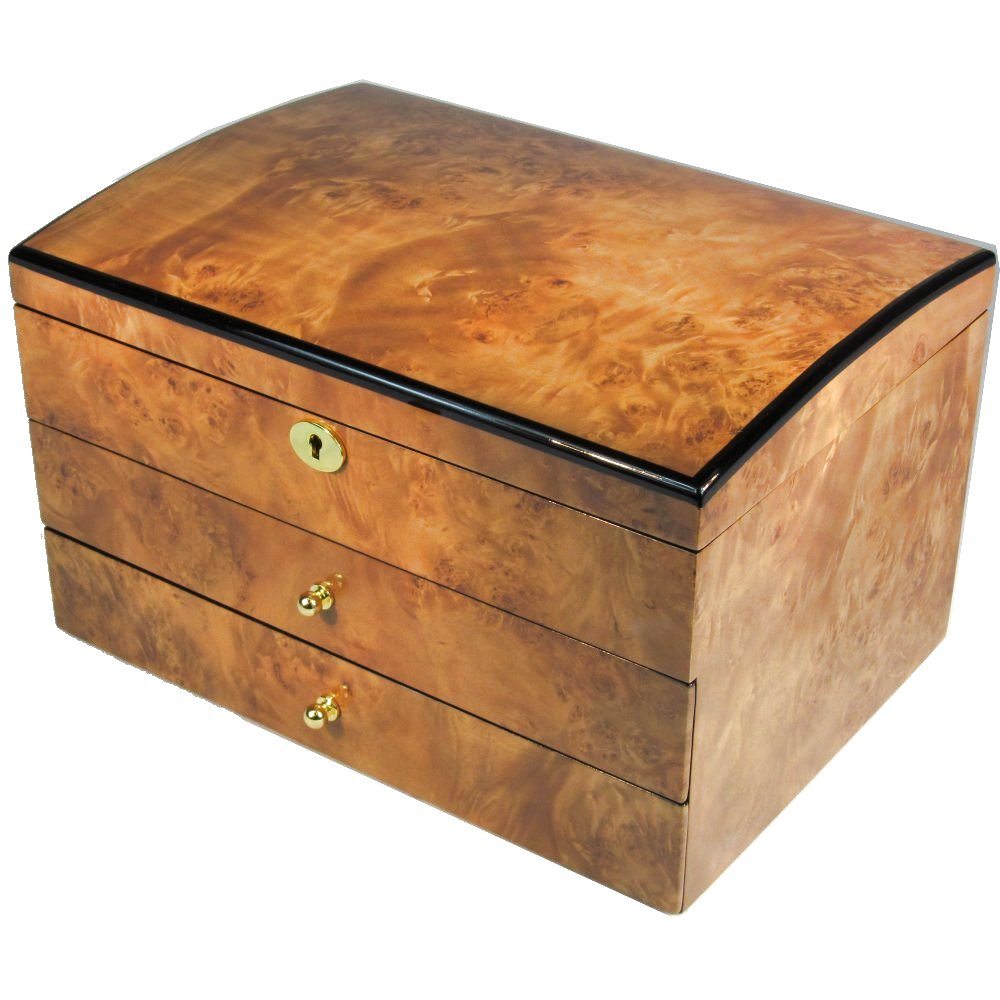 Large Laminated Maple Burl Jewellery Box Hillwood