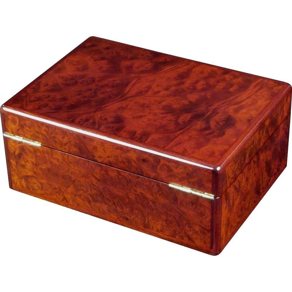 Makah Burl Wood Gents Valet Box with Lock Hillwood