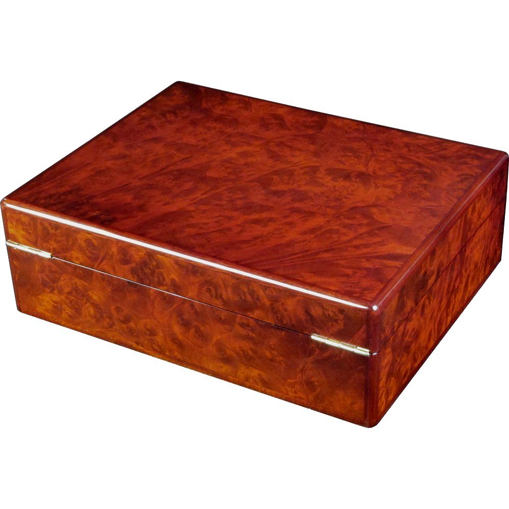 Makah Burl Wood Gents Valet Box with Lock Hillwood