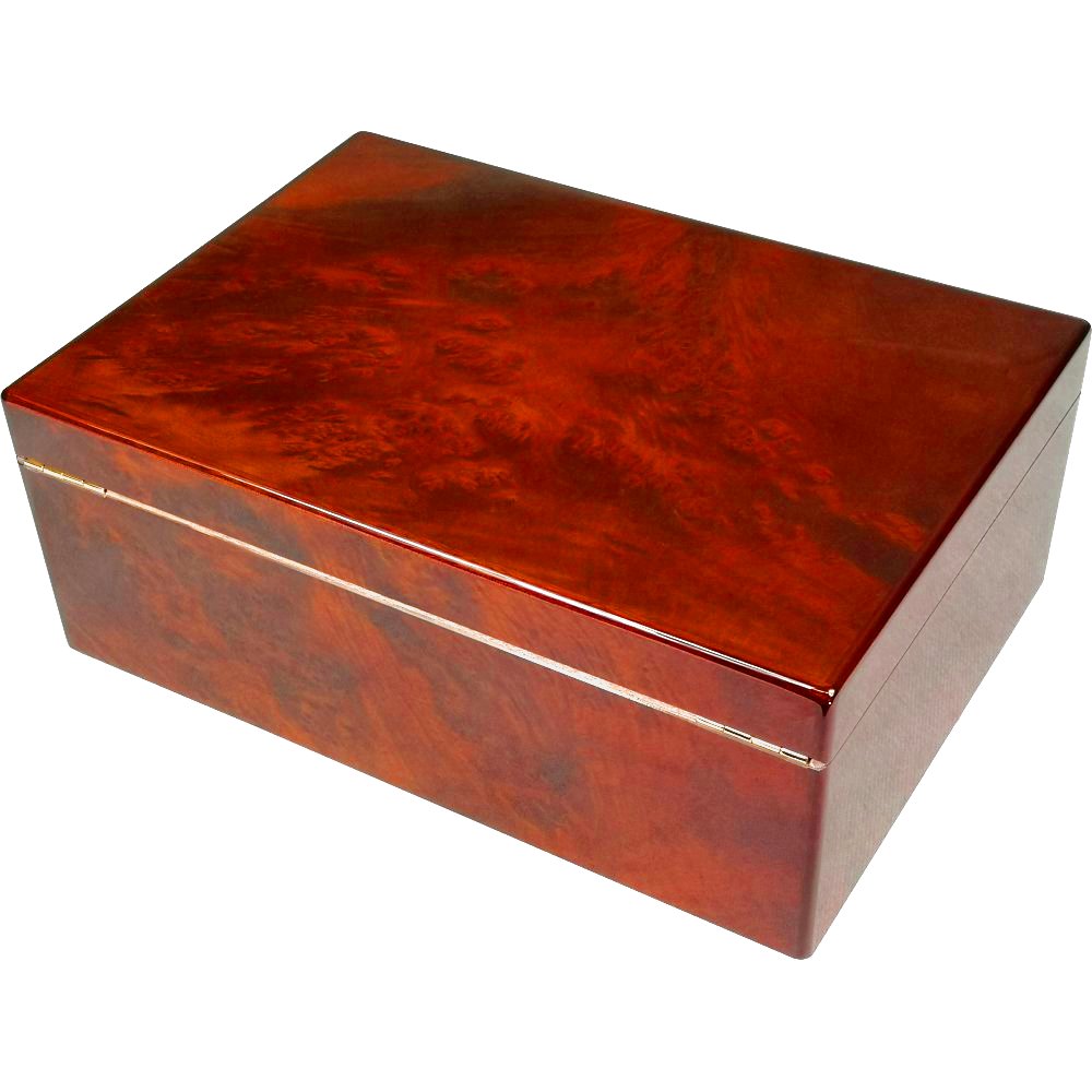 Makah Burl Wood 50 Cigar Humidor with Lock Hillwood