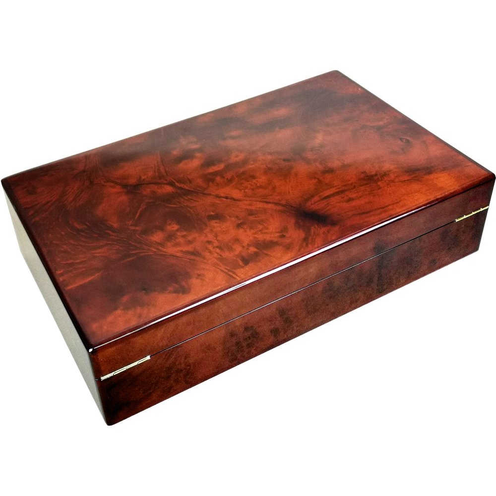 Makah Burl Wood 12 Watch Storage Box with Lock Hillwood