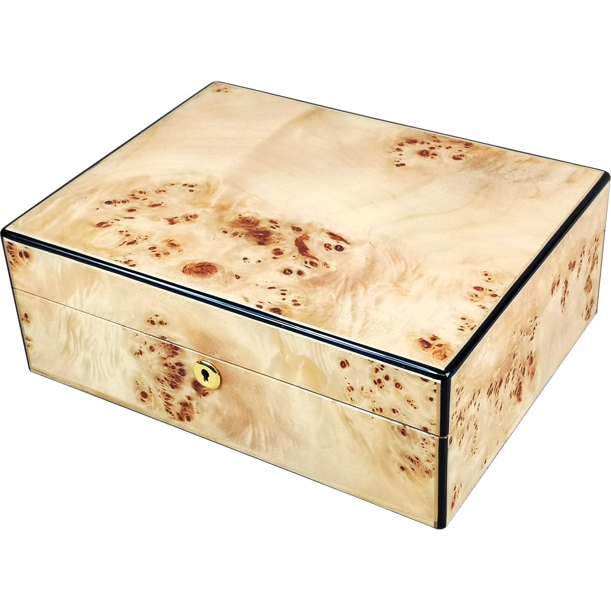 Large Maple Burl Wood Jewellery Box with Tray Hillwood