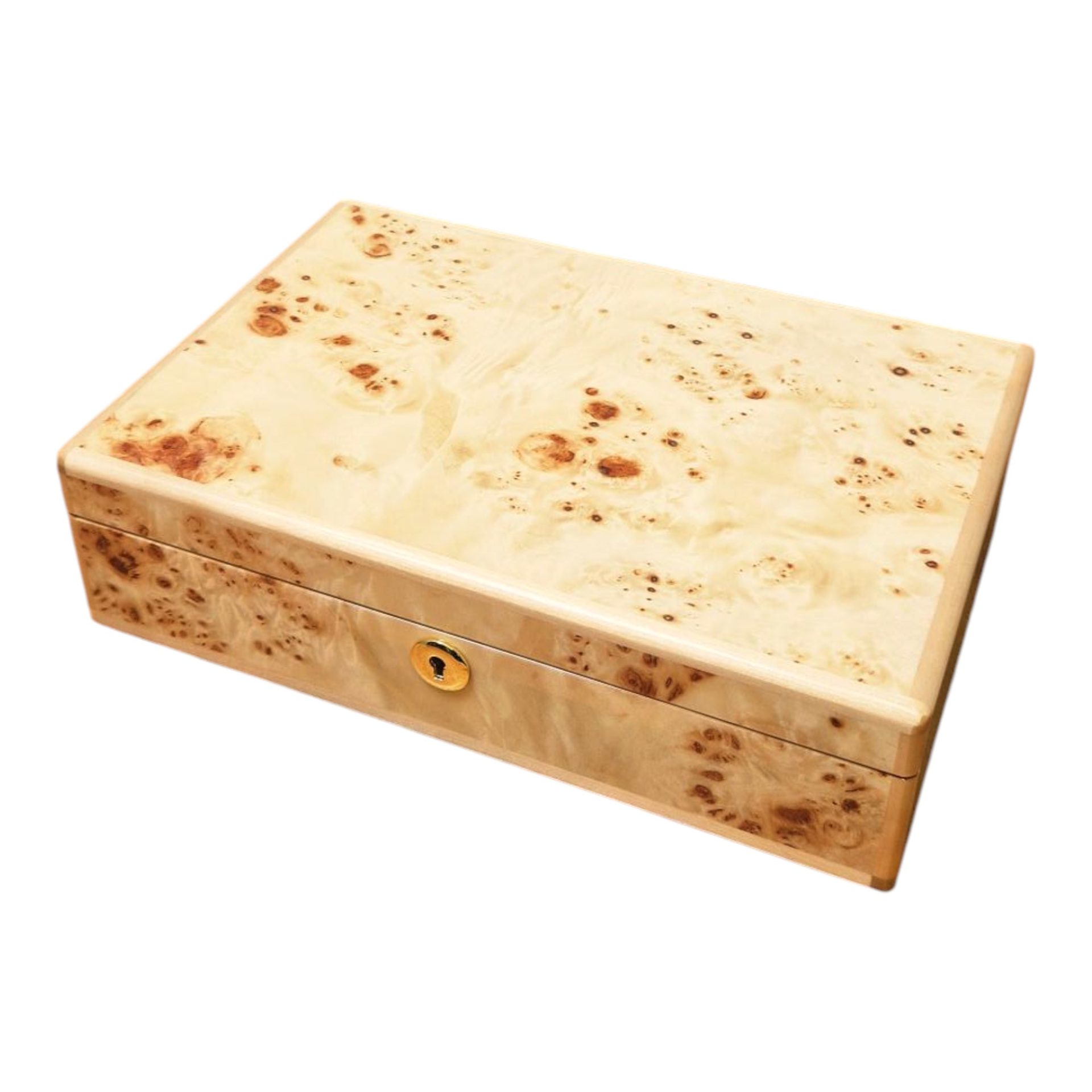 Maple Burl Wood 8 Pocket Watch Box with Lock - Image 2