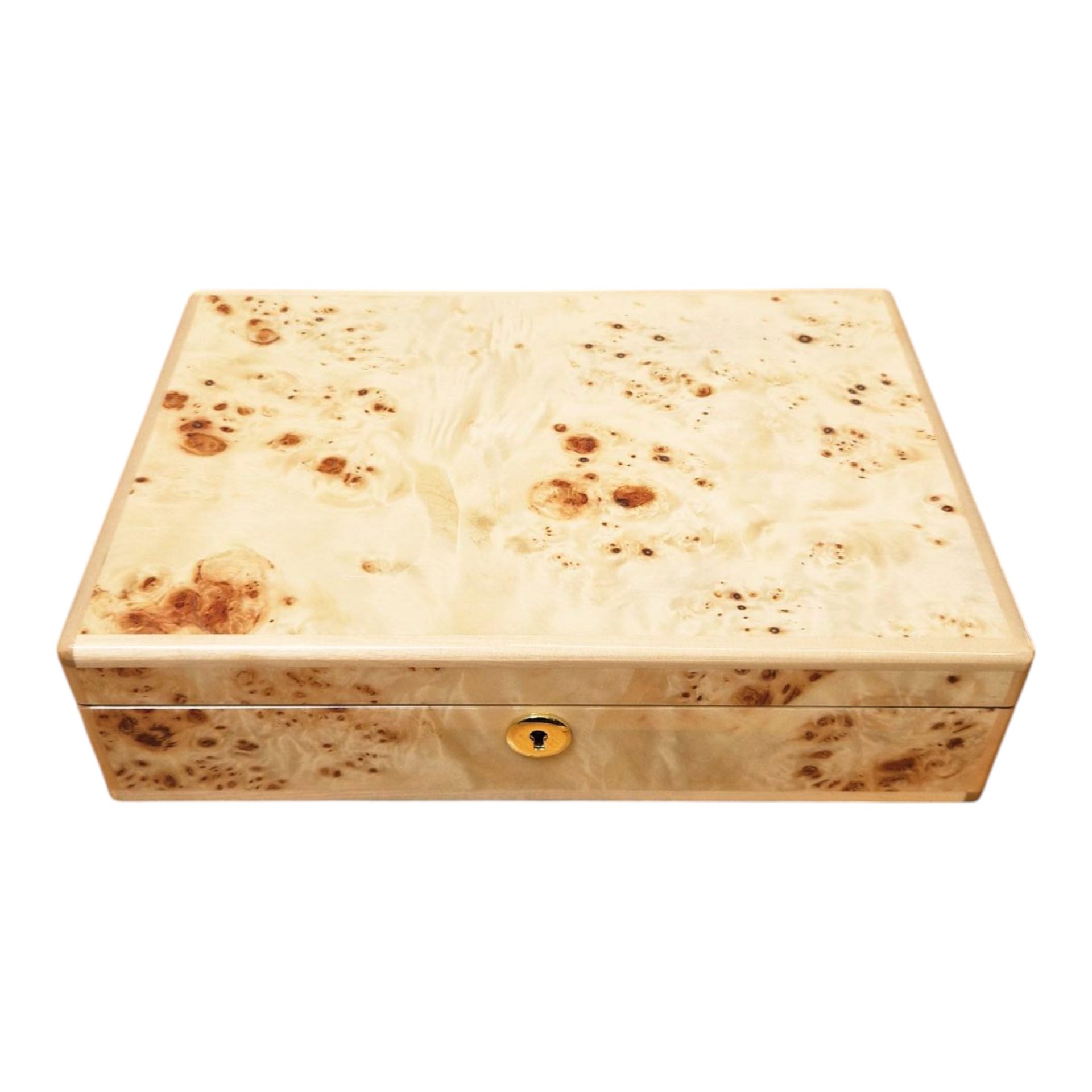 Maple Burl Wood 8 Pocket Watch Box with Lock - Image 6